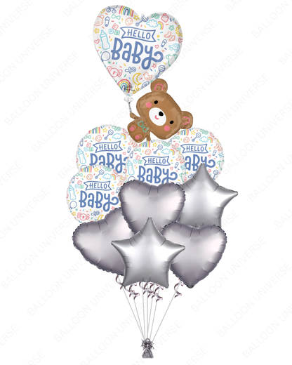 Hello Baby Balloon Bouquet - Helium Filled