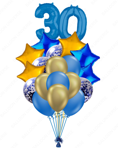 Blue & Gold Balloon Set with Blue Number Mylar (Custom)