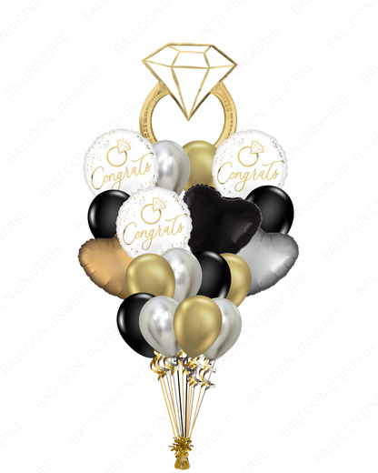Gold Diamond Wedding Ring Balloon Set