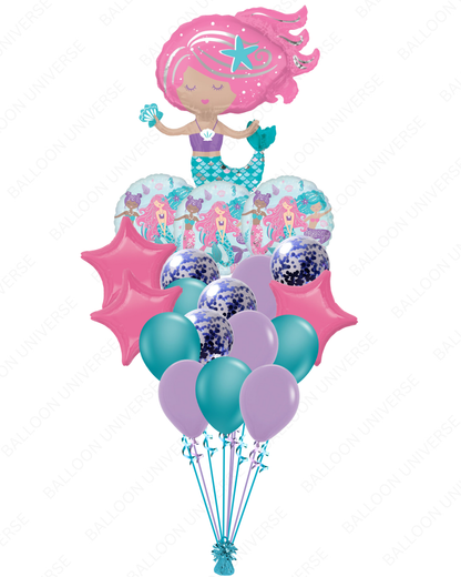 Helium Filled Mermaid Themed Balloon Bouquet