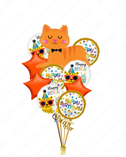 SuperShape Orange Tabby Cat Balloon Bouquet