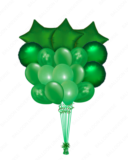 Green Latex & Mylar Bunch - Helium Filled