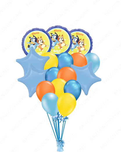 18" Bluey & Bingo mylars with Colorful Latex Balloons
