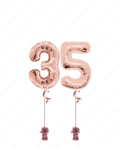 2 Supershape Number Foil Balloons (Custom Colours + Numbers)