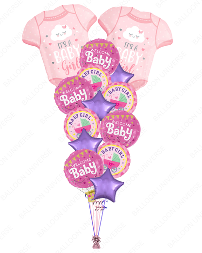 It’s a Baby Girl Balloon Bouquet with Onesie Design