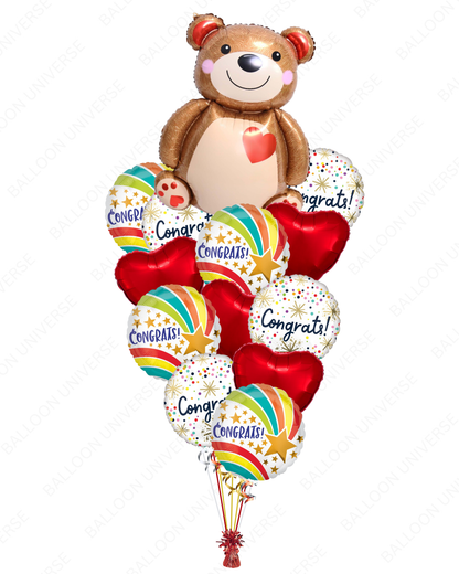 XOXO Teddy Bear Congrats Balloon Bouquet