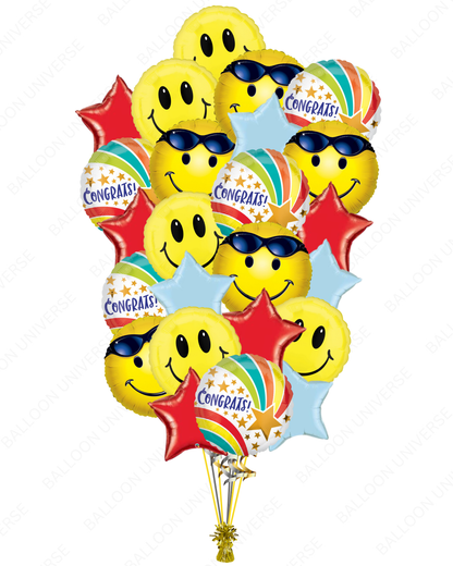 Congrats with Emojis Balloon Bunch