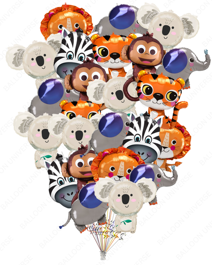 Animal Balloons - Tiger, Lion, Elephant, Koala, Monkey & Zebra