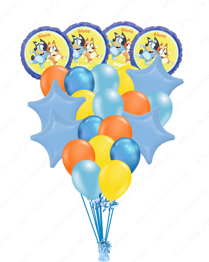 18" Bluey & Bingo mylars with Colorful Latex Balloons