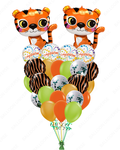 Helium Filled Wild Tiger Celebration Balloon Bouquet