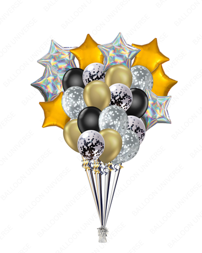 Glamorous Balloon Bouquet - Stars & Confetti Latex