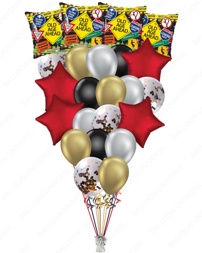 Old Age Ahead Birthday Balloon Set - Funny Milestone Party Decoration