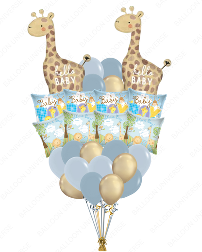 Hello Baby Boy Jungle Safari Balloon Arrangement – Giraffe Design