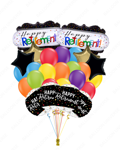 Happy Retirement Balloon Gift | Colorful Latex with Stars
