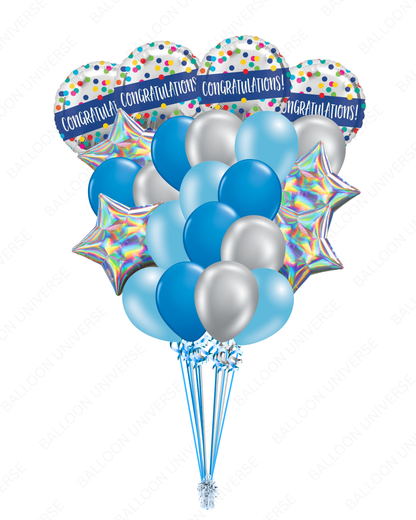 Festive Balloon Bundle -  Congratulations & Stars Mylar