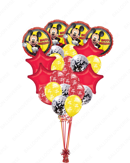 18" Mickey Mouse Birthday Balloons with Latex & Confetti
