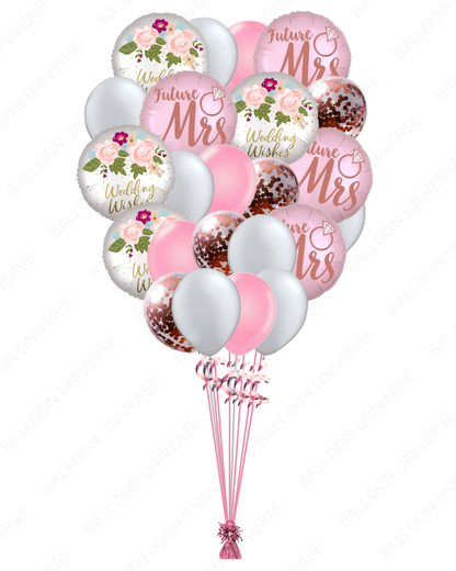 Wedding Wishes & Future Mrs Balloon Bouquet – Pink & Rose Gold