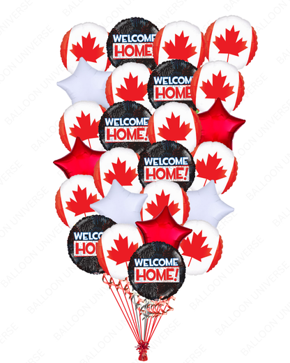 Welcome Home Canada Balloon Bouquet | Red & White Stars