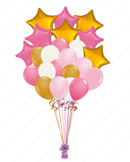 Pink & Gold Stars Balloon Bunch