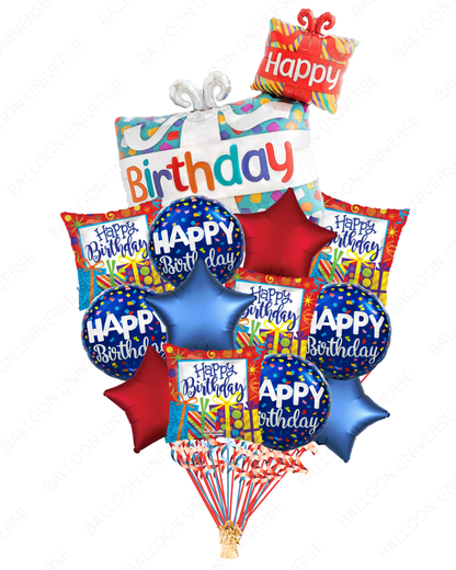 Birthday Present Box Balloon Bouquet