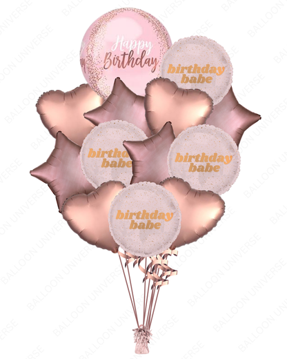 Luxury Rose Gold Balloon Bouquet For Birthday Babe