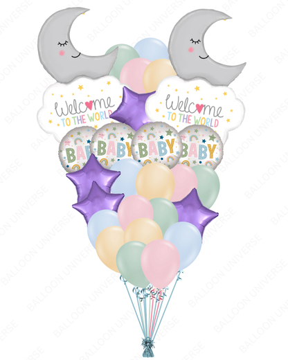 Newborn Celebration Helium Filled Balloon Cluster