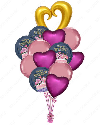 Anniversary Celebration Bouquet (Gold & Dark Pink)