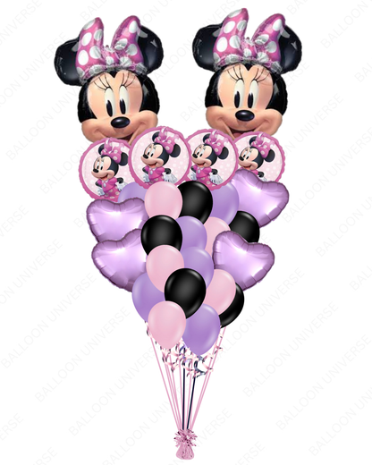 Helium Filled Minnie Mouse Mylars & Latex Balloon Bouquet