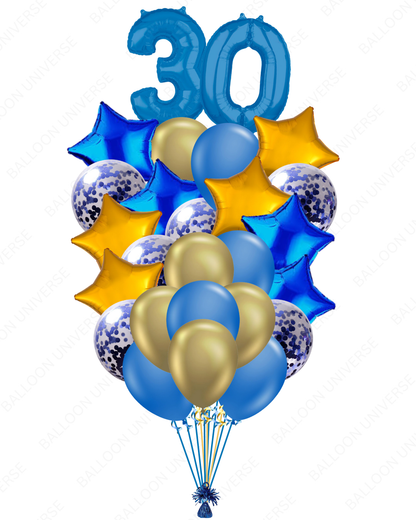 Blue & Gold Balloon Set with Blue Number Mylar (Custom)