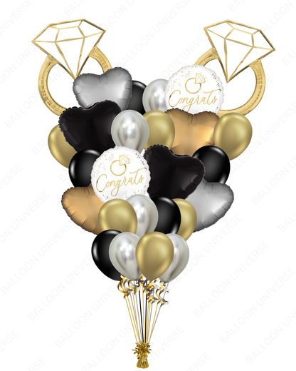 Gold Diamond Wedding Ring Balloon Set