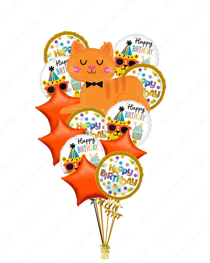 SuperShape Orange Tabby Cat Balloon Bouquet