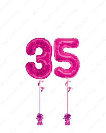 2 Supershape Number Foil Balloons (Custom Colours + Numbers)