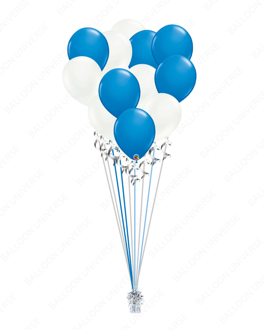 12pcs Blue & White Balloon Bouquet – Helium Filled