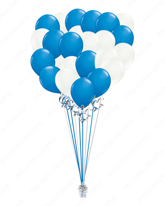 Blue & White Helium Balloon Bouquet – 24pcs