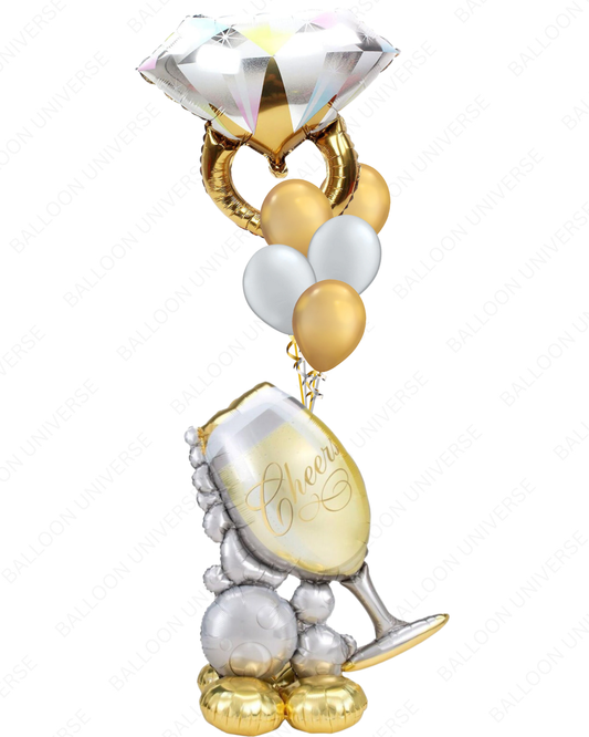 4ft Wine Glass Airwalker & Ring Balloon Display