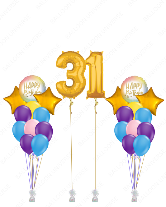 Vibrant Birthday Arrangement with Custom Gold Numbers