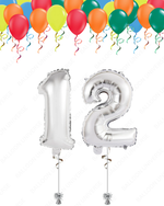 25 Helium Balloons + Custom Silver Numbers