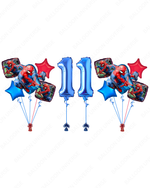 Spider Man Balloon Arrangement with Blue Numbers (Custom)
