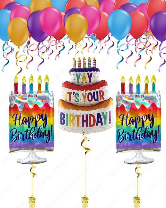 Elegant Birthday Cake Balloon Setup