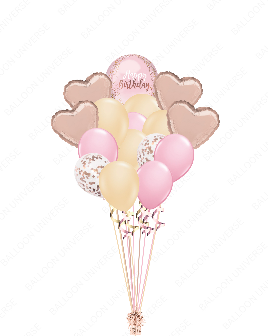  Rose Gold and Pink Balloon Bouquet for Birthdays