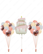 Blush and Rose Gold Balloon Setup with Supershape Pink Cake Mylar