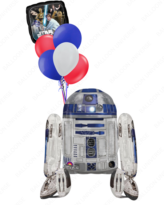 Star Wars R2-D2 balloon airwalker with latex balloons in multiple colors