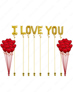 34" Helium Filled "I LOVE YOU" Letters & Red Heart Balloon Setup