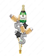Champagne Celebration Set with Personalized Silver Number Balloons