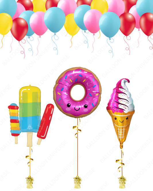 Sweet Treats Balloon Trio Setup (Helium-Filled)