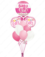 Welcome Baby Girl Balloon Bouquet - Helium Filled