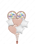 Happy Birthday Balloons in Rose Gold & White
