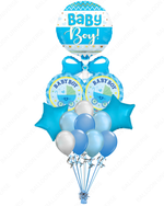Welcome Baby Boy Balloon Bouquet – Blue & White Theme