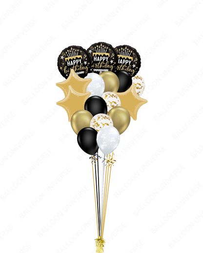 A Golden Gatsby Helium Balloon Bunch for Birthdays
