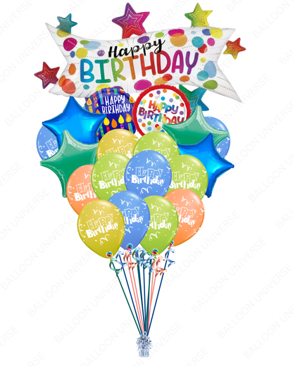 Shine Bright Birthday – Banner & Stars Balloons